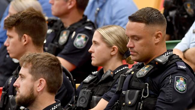 Police memorial serive fro Constable Rachel McCrow and Constable Matthew Arnold at the Townsville Stadium. Picture: Evan Morgan
