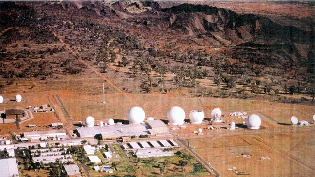 An aerial view of the Pine Gap missile defence system ground relay station in the NT.