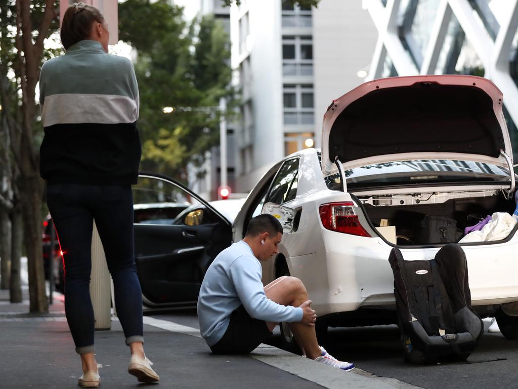 First man arrested in Barangaroo by the Redfern Region Enforcement Squad (RES) during an operation to find dial-a-dealers in Sydney. Picture: Jonathan Ng