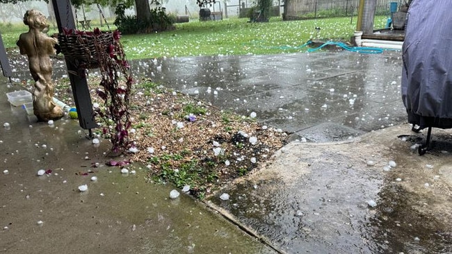 Footage showed the hail coming down.