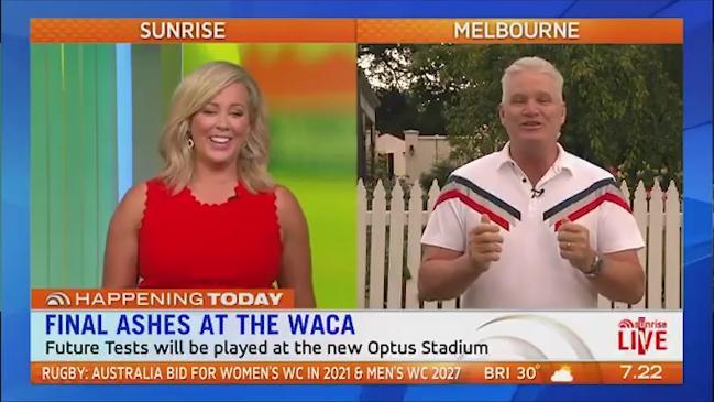 Samantha Armytage giggles on Sunrise