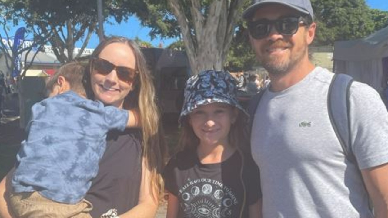 Luca, 4, Sofia, 10, Gemma and Michael Cardillo at the Sunshine Coast Agricultural Show 2023.