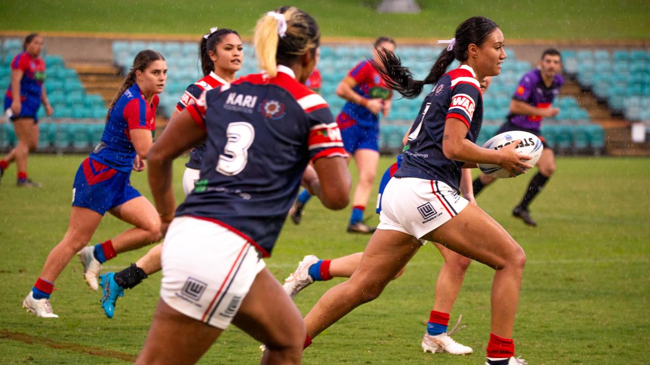 Skyla Adams playing in the Tarsha Gale Cup for the Roosters.Picture: Thomas Lisson.