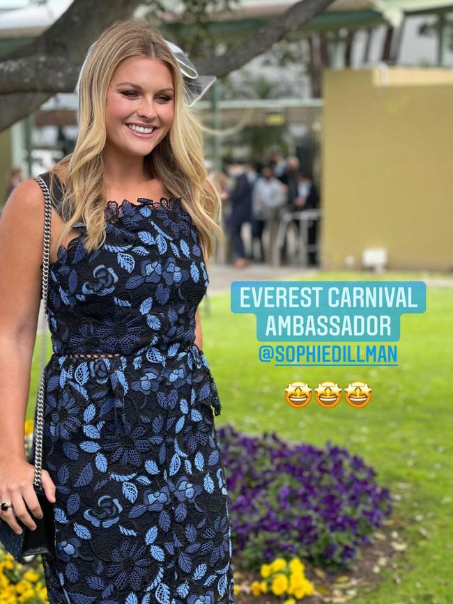 Sophie Dillman attending Everest Race Day in Sydney on Saturday. Picture: Instagram/ATC