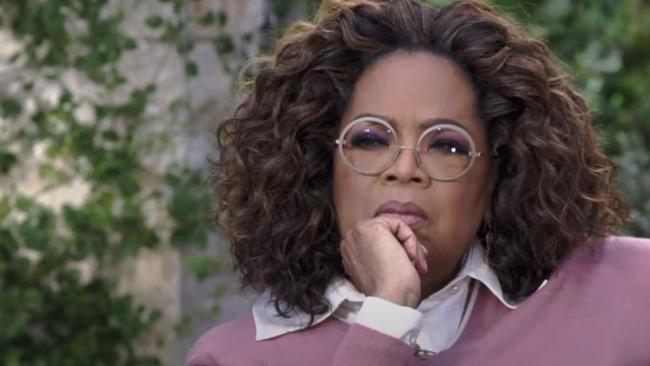 Oprah Winfrey seemed shocked by Meghan and Harry’s royal racism bombshells. Picture: CBS
