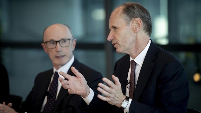 ANZ chairman Paul O’Sullivan, left, and chief executive Shayne Elliott. Picture: Arsineh Houspian