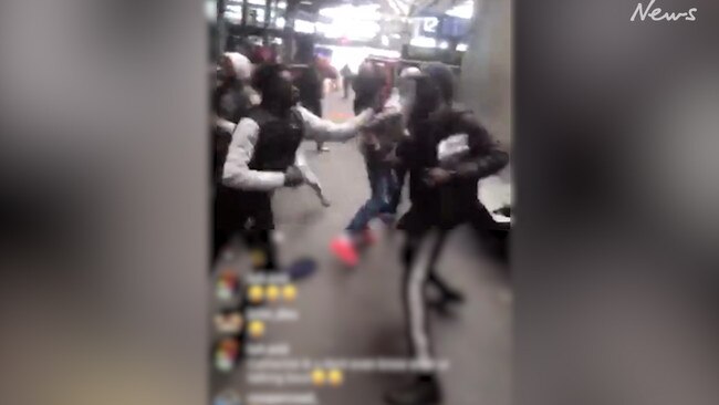 Violent scenes erupt at Southern Cross railway station. Picture: Supplied