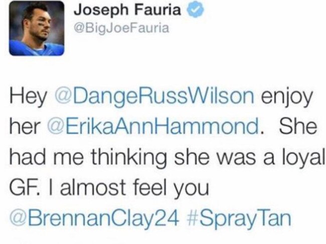 Joseph Fauria’s now deleted tweet.