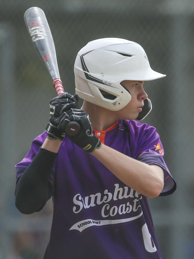 South Coast V Sunshine Coast in the 12-14 years QLD School Sport Baseball Championships. Picture:Glenn Campbell