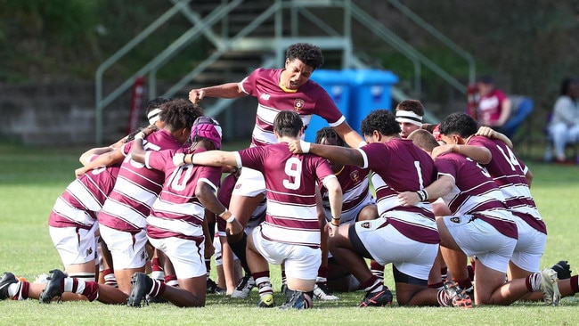 St Peters Lutheran College rev up for a war cry.