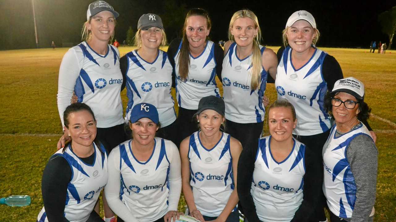 WINNERS: Hot to Touch A-Grade touch champions: (back) Shel Rowbotham, Emilee Irwin, Hannah Lyons, Maddison Ashdown, Rhiannon Stone, (front) Jess Standsbie, Jane Rowbotham, Jayde Laverty, Elle Mason and Trish Rowbotham. Picture: Molly Hancock