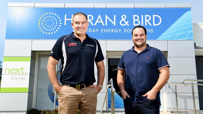 Horan &amp; Bird founder and group manager, John Horan and Commercial and Industrial Leasing Executive for E Property Consultants, Mitch Barnes, outside the new property on Charters Towers Road. Picture: Shae Beplate.