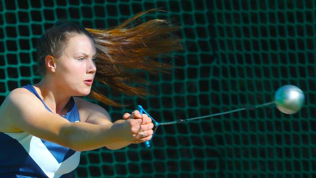 Doncaster East athlete Stephanie Ratcliffe came third in the under-20 women’s hammer throw at the Australian Junior Championships in Sydney last month. Picture: David Crosling