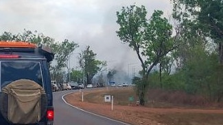 The traffic along Cox Peninsula Rd was dozens of cars deep. Source: Wagait Beach Community.