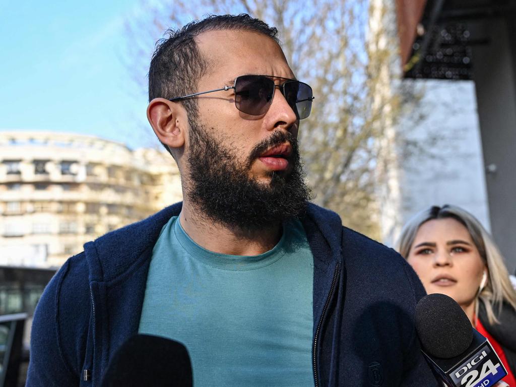 Three women are pursuing a civil claim against self-described misogynist Andrew Tate, on allegations of physical and sexual assault. Picture: Daniel Mihailescu/AFP