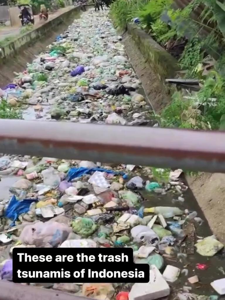 The videos showed a thick coating of trash. Picture: Instagram