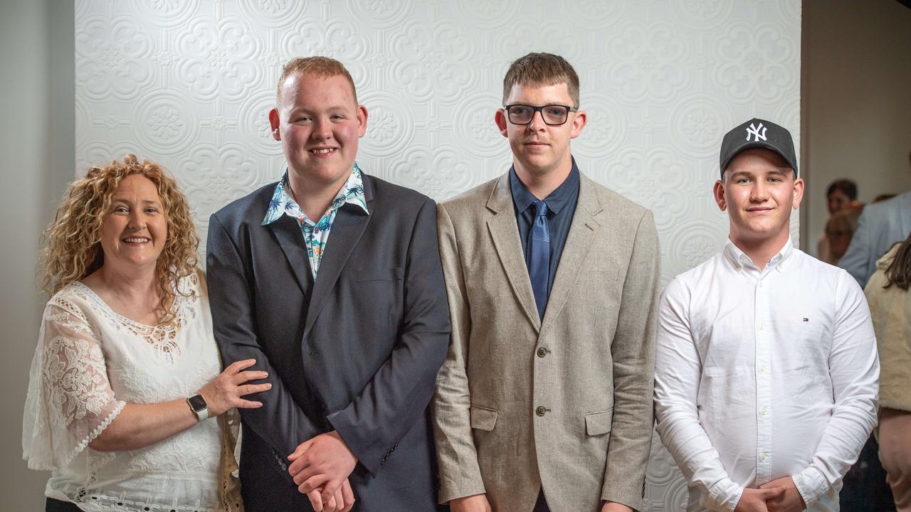 Kathryn Smith, Austin Wilding, Cody Cowley and Angus Gorma at the Nelson Park school graduation 2022. Picture: Brad Fleet