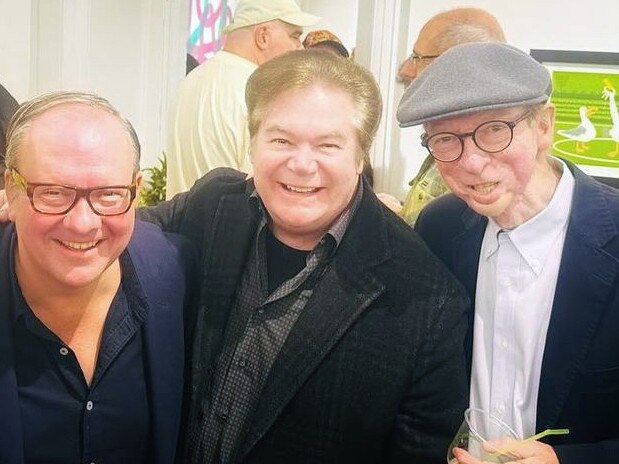 Andrew Fyfe, Daryl Somers and John Blackman at the opening of Andrew's exhibition Marvellous Melbourne By Fyfe at Sol Gallery in Brunswick. Picture: Supplied