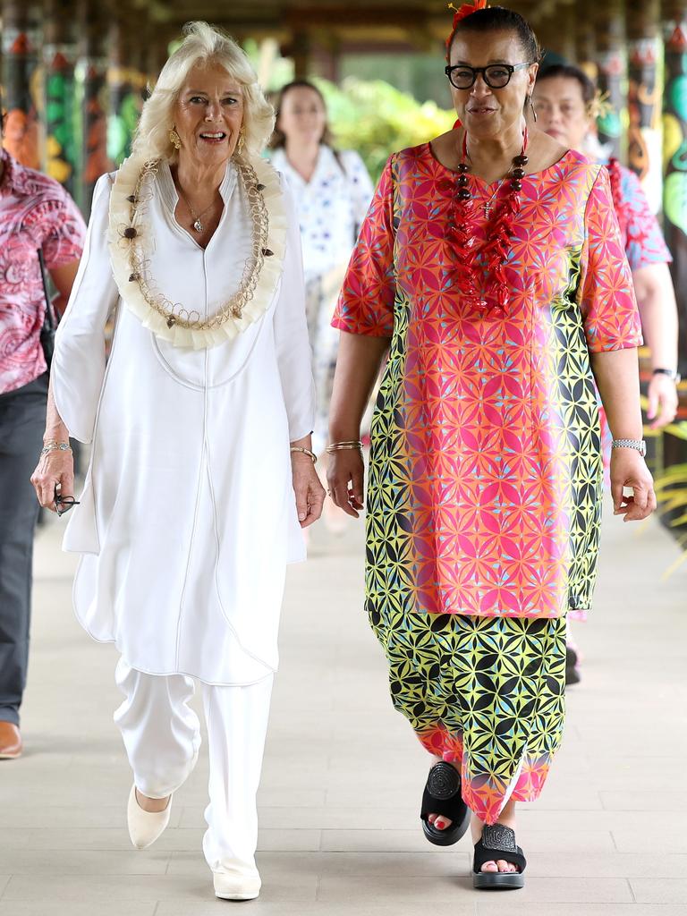 Queen Camilla and Commonwealth Secretary-General, Baroness Scotland of Asthal attend the CHOGM Women's Forum Side Event at the Tanoa Tusitala Hotel. Picture: Getty Images