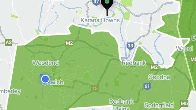 Uber Eats map Ipswich September 2019