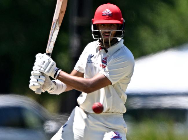 FootscrayÃs Aiman Nadeem during the Victorian Premier Cricket Footscray v Northcote cricket match at Henry Turner Reserve in Footscray, Saturday, Nov. 18, 2023. Picture: Andy Brownbill