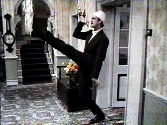 Actor John Cleese as Basil Fawlty doing impression of Hitler in British sitcom Fawlty Towers. Picture: Supplied