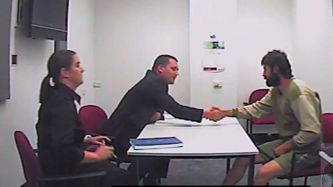 Homicide detectives with Shandee Blackburn’s ex-boyfriend John Peros in 2014. He was later acquitted of her murder but a coroner later found he was responsible.