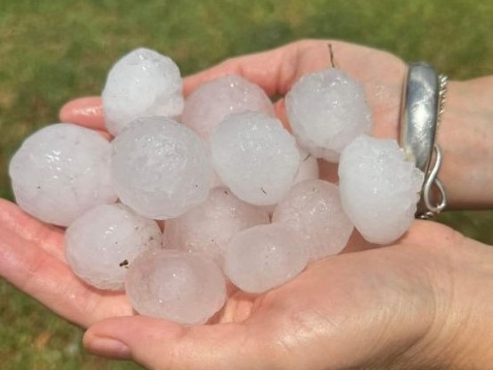 Residents of Rutherford in NSW posted photos of massive hail stones after a storm swept through the town on Boxing Day in 2023. Picture: Supplied