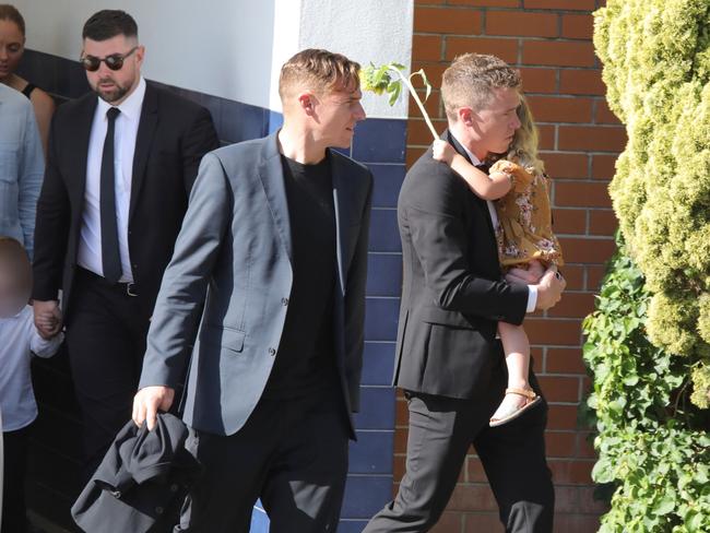 Rohan Dennis was among the mourners at his wife’s funeral in Perth. Picture: NCA NewsWire/Philip Gostelow