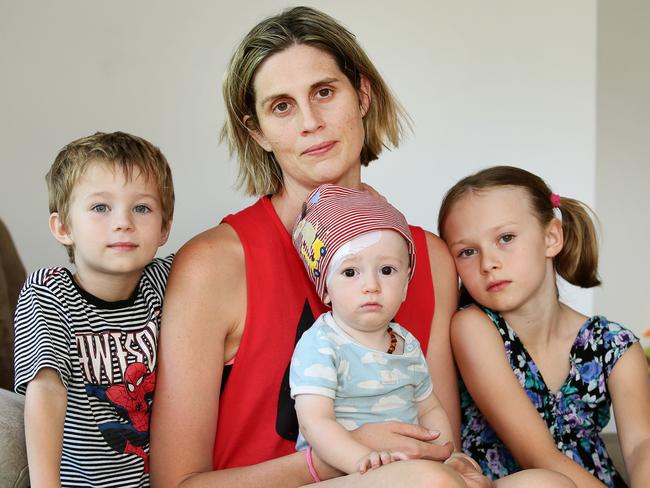 Brodie Donegan with children Lachlan, Nixon, and Ashlee. Picture: Peter Clark