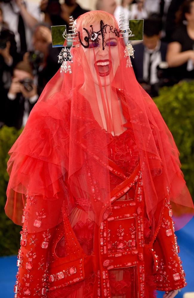 Maybe she was in on her own joke? Katy Perry wore Maison Margiela Artisanal by John Galliano. Picture: AFP