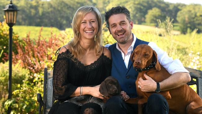 File photo of Lauren and Jock Zonfrillo with their dogs Norrie and Aggie, pictured at their Summertown property. Pic: Tricia Watkinson.