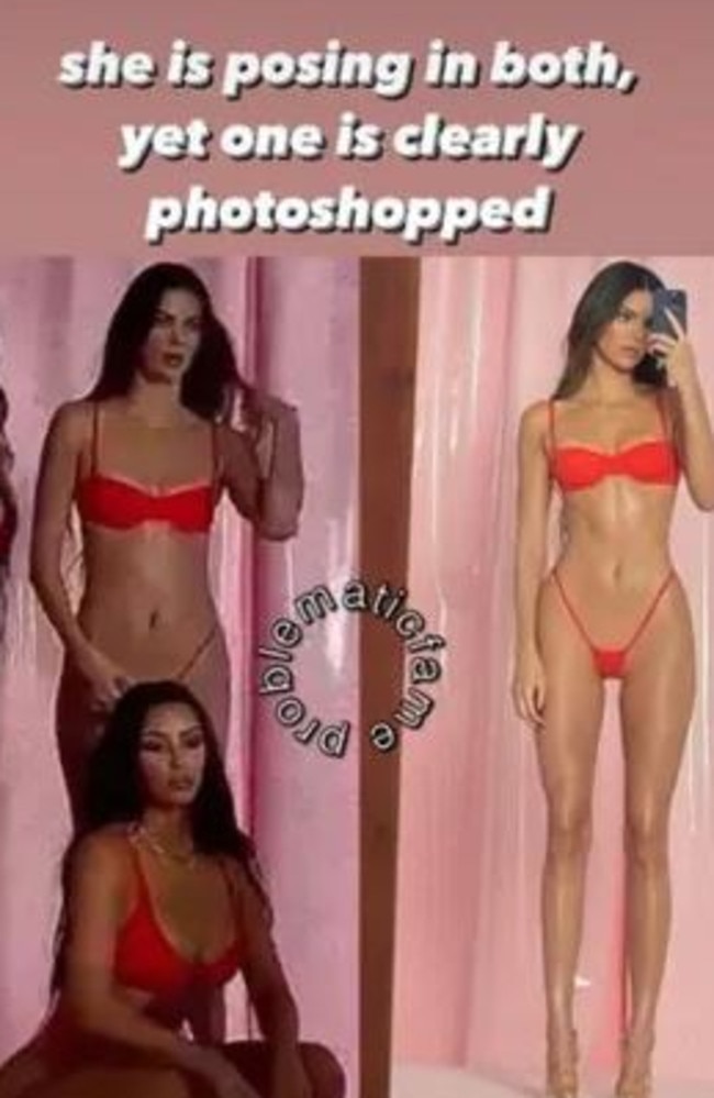 The supermodel was accused of a ‘ridiculous’ amount of photoshopping. Picture: Instagram