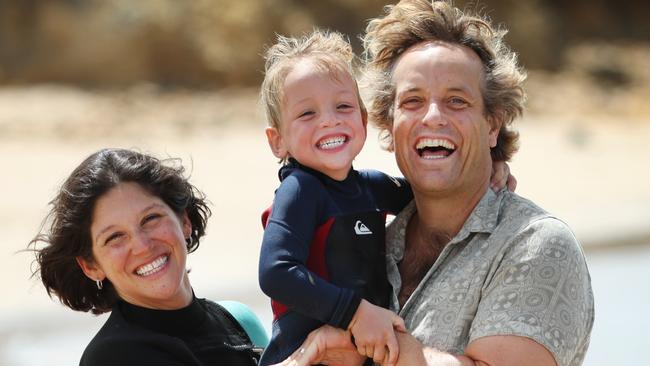 2024 Good Friday Appeal: Tedi with his parents, Marianela and Zachary Rudd. Picture: David Caird