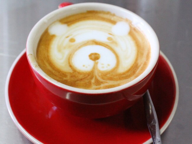 Who doesn’t like seeing a bear in their coffee? Picture: Coffee Art School Australia