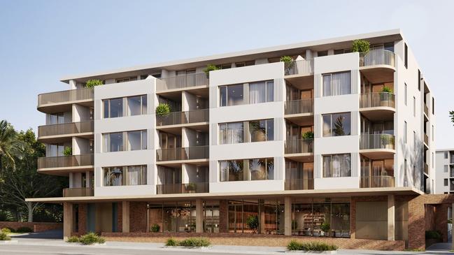 An artist's impression of one of the apartment blocks at the Casa Delmar apartment development at Dee Why that its developers want to add to. Picture: Landmark Group