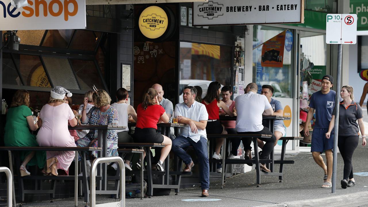 Patrons out and about in Brisbane’s West End. Picture: Josh Woning