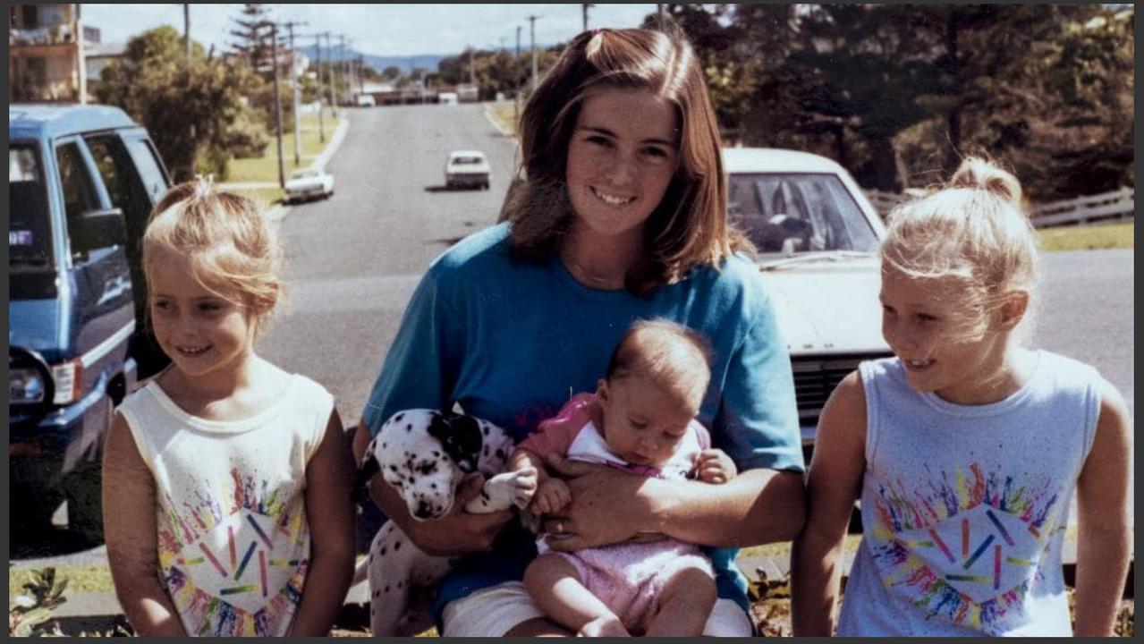 Joanne with Sherryn, left, baby Kristin, and Shanelle in the mid 1980s. Joanne left Chris in early 1990 and returned to Sydney with Kristin.