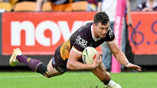 Oates needs five more tries to become Brisbane’s second-leading scorer. Picture: Bradley Kanaris/Getty Images