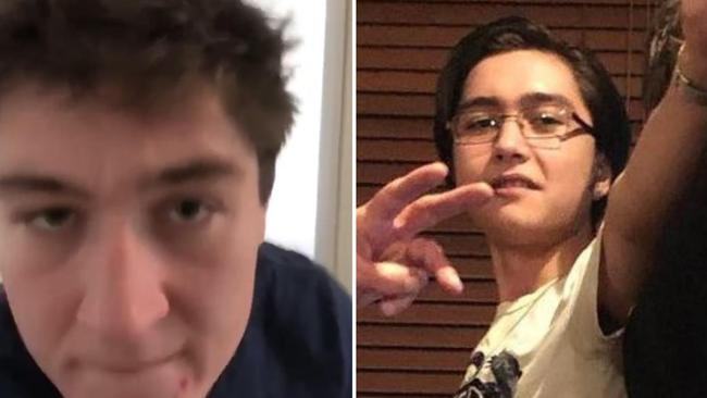 Left, Rayne Aylward, 19, charged with the murder of Ned Gronow, and Tanner Park, charged with conceal indictable offence in relation to the alleged murder.