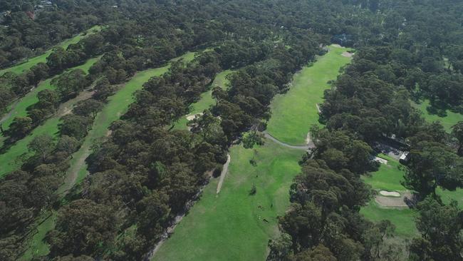 What it used to look like: Aerial photos of the Belair golf course before it was abandoned.