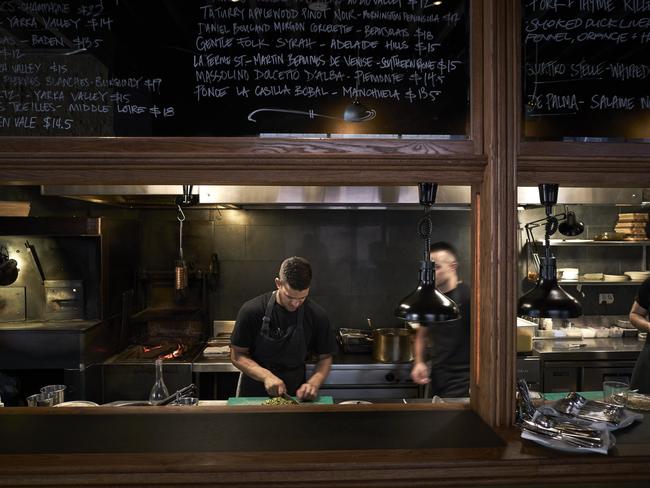 The busy kitchen at Embla in the city.