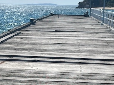 The pier head has several pieces of decking missing. Picture: Lucy Callander