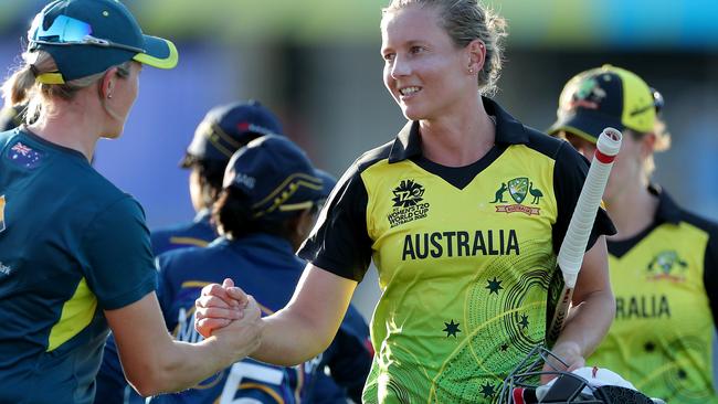 Meg Lanning after Australia beat Sri Lanka in the Women’s World Cup. Picture: AAP