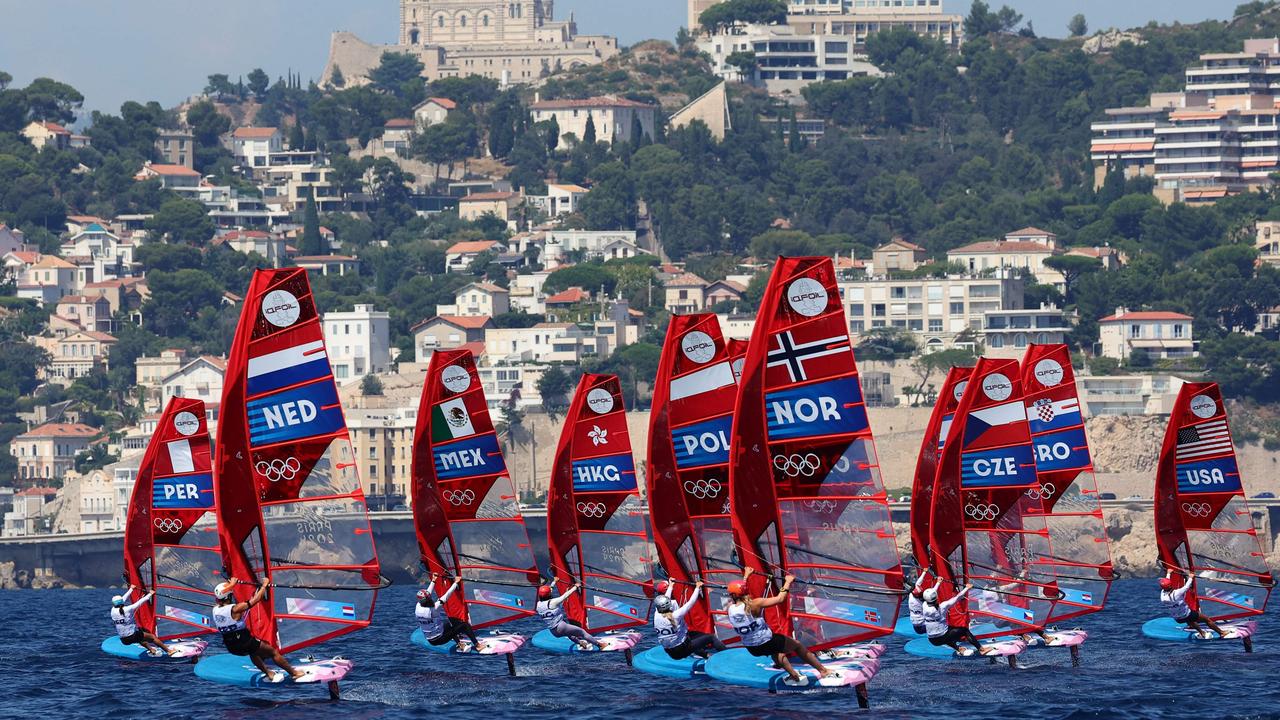 Windsurfers competing for the first time at the Olympic regatta Picture: Clement Mahoudeau/AFP