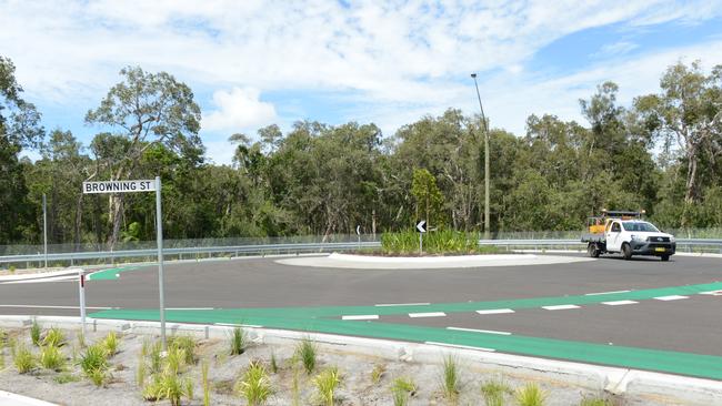 A traffic control crew leaves the corner of Browning and Butler Sts after the new Byron Bay Bypass was opened on Saturday, February 27, 2021. Picture: Liana Boss