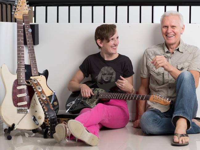 Mia Dyson with her father Jim Dyson, a recently retired guitar maker who has supplied instruments throughout his daughter's career in the music business. Picture by Luke Marsden.