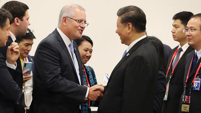 Prime Minister Scott Morrison meets with President Xi Jinping during the G20 in Osaka, Japan on June 28, 2019. Picture: Adam Taylor/PMO