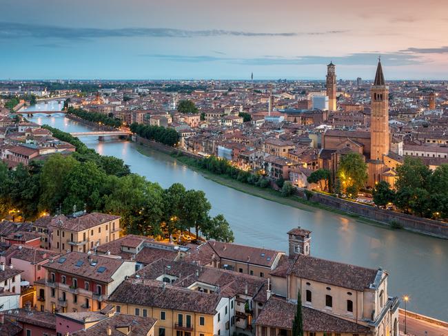 Verona and the Adige River, viewed from Castel San Pietro.