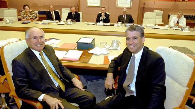 John Howard and deputy prime minister John Anderson at a cabinet meeting in April 2001. Picture: National Archives of Australia